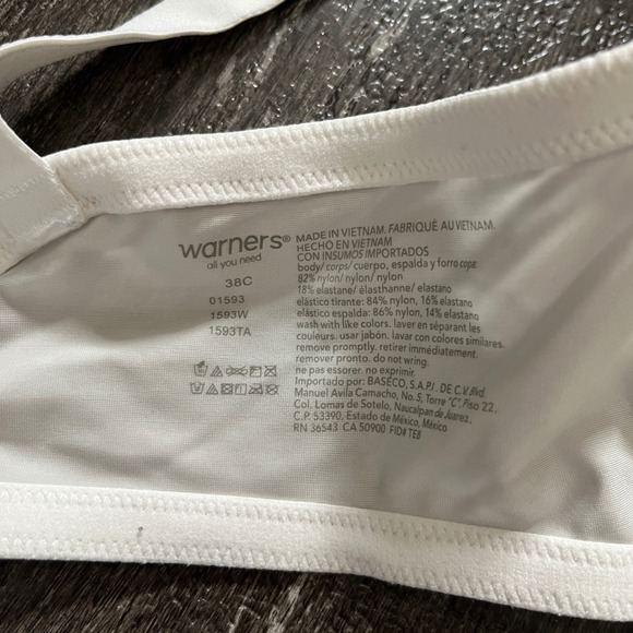 Warners All You Need Bra 38C White Full Coverage Adjustable Everyday Comfort - Picture 4 of 4